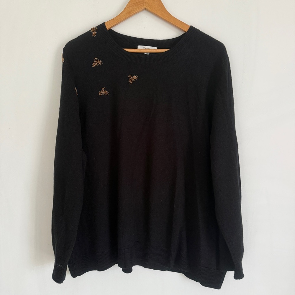 89th + Madison Women Black Long Sleeve Pullover Sweater Plus Size 3X